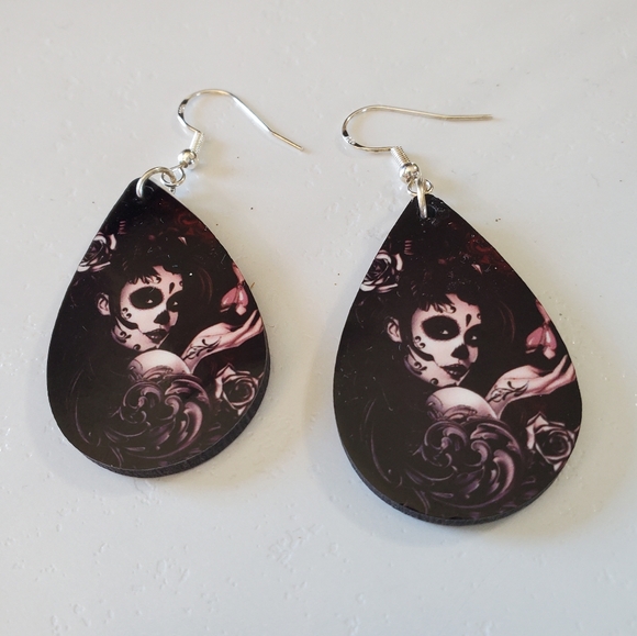 Day of the Dead Teardrop Earrings - Picture 11 of 15